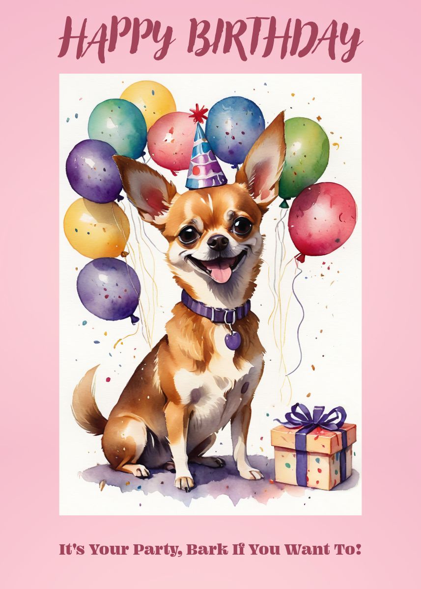 Party Chihuahua Birthday Card
