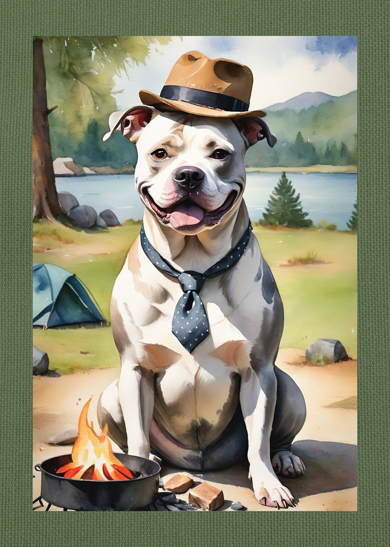 Camping Pit Bull Birthday Card